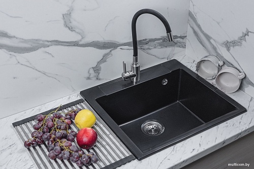 Кухонная мойка Marblan Cubi (оникс, с сифоном)