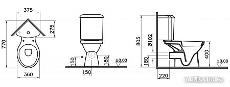 Унитаз напольный Vitra Norm Wenkel 9854B099-7200