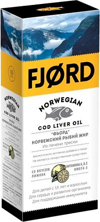 Fjord Норвежский рыбий жир из печени трески со вкусом лимона (100мл)