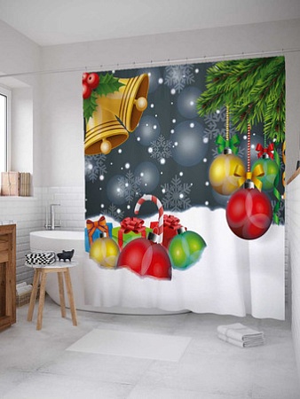 Шторка-занавеска для ванны JoyArty Шары в снегу sc_21496