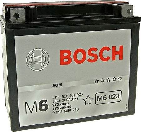 Мотоциклетный аккумулятор Bosch M6 YTX20L-4/YTX20L-BS 518 901 026 (18 А·ч)