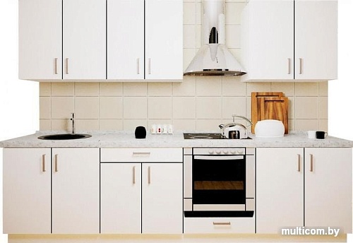 Кухня Хоум Лайн Кристалл 2900 (белый глянец/белый глянец)