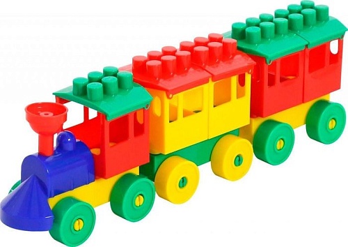 Конструктор Полесье 2044 Паровоз с двумя вагонами