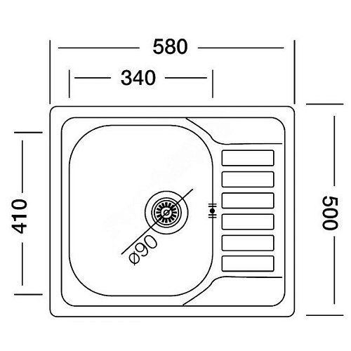 Кухонная мойка Kromevye EC 196 D R (чаша справа)