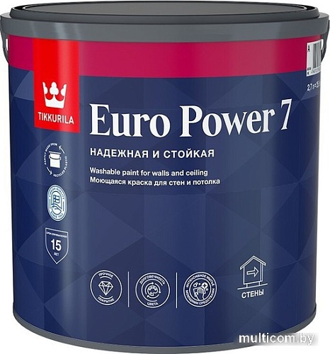 Краска Tikkurila Euro Power 7 9 л (база А, матовая)