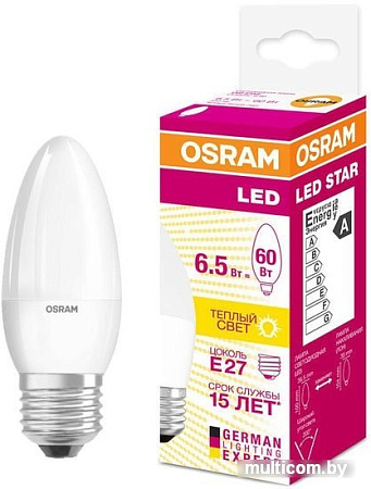 Светодиодная лампа Osram LS B60 FR E27 6.5 Вт 3000 К