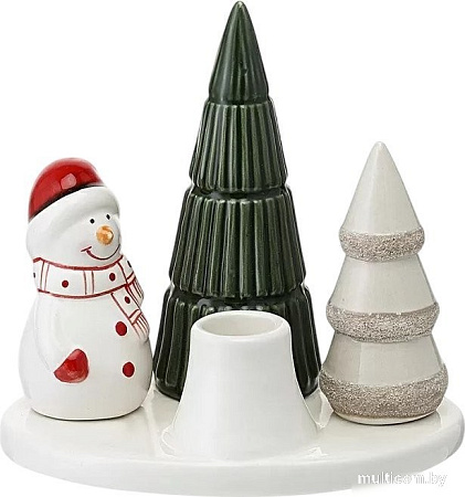 Подсвечник Tkano New Year Essential Enchanted forest TK24-NY_CNH0003 (белый/зеленый)
