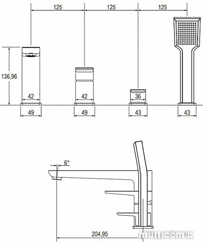 Смеситель Omnires Parma PM7432BL