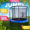 Батут Sundays JumpX 12FT (синий, с сеткой, с лестницей)