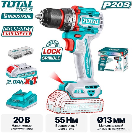 Дрель-шуруповерт Total TDLI205582 (с 1-им АКБ)