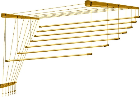 Сушилка для белья Comfort Alumin Потолочная Алюминиевая Gold Premium 7 прутьев 1.3 м (золото)
