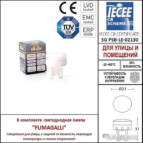 Уличный встраиваемый светильник Fumagalli Teresa 2L4.000.000.LXZ1L