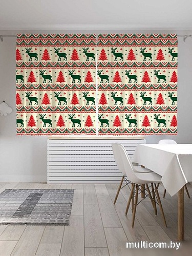 Штора JoyArty Новогодний орнамент p_50935 _145x180