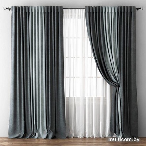 Комплект штор Pasionaria Кирстен 340x250 с подхватами (мокрый асфальт/серый)