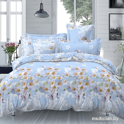 Постельное белье Павлина Цветение на голубом 2сп 10534005