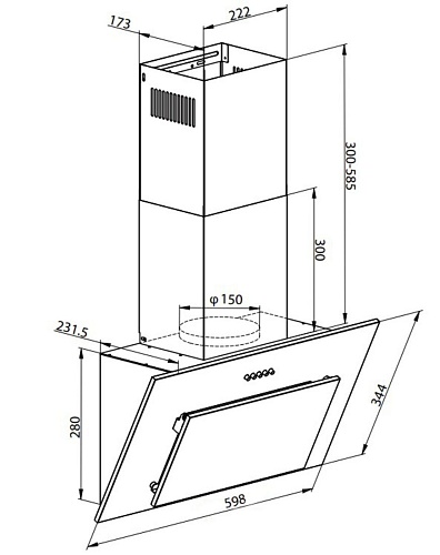 Кухонная вытяжка Weissgauff Yota 600 PB BL