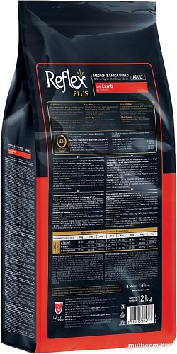 Сухой корм для собак Reflex Plus Для взрослых собак средних и крупных пород с ягненком и рисом 12 кг