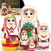 Развивающая игрушка Брестская Фабрика Сувениров В народной одежде с букетом васильков (набор 5 шт)