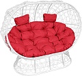 Садовый диван M-Group Лежебока 11190106 (на подставке с белым ротангом/красная подушка)