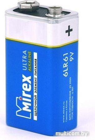 Батарейка Mirex 9V 6LR61 "Крона" Алкалайн в пленке 1 шт. 23702-6LR6-S1
