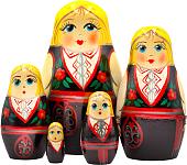 Развивающая игра Брестская Матрешка Девушка в норвежском традиционном костюме (набор 5 шт)