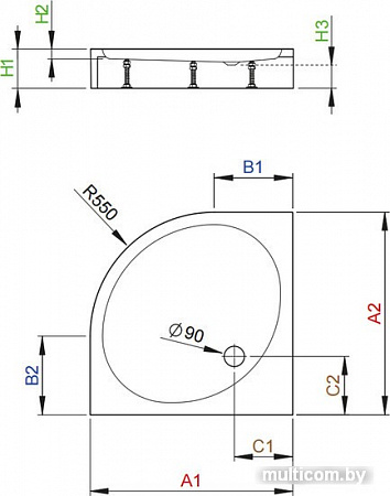 Душевой поддон Radaway Patmos A Compact 90x90 [4S99155-05]