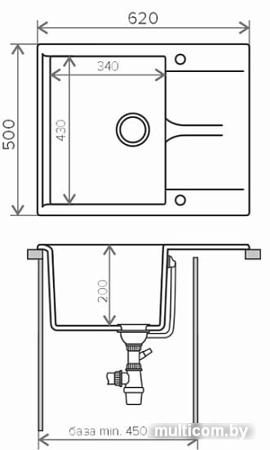 Кухонная мойка Polygran Gals-620 (белый хлопок 36)