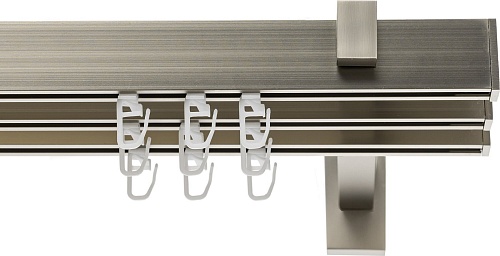 Карниз для штор Sundays Home Флэт Лайн Изи тройной (заглушка сатин 3 м)