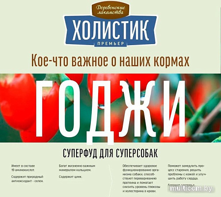 Сухой корм для собак Деревенские лакомства Холистик Премьер для щенков. Курица с рисом 1 кг