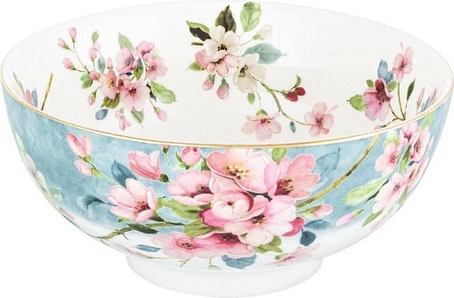 Сервировочная миска Elan Gallery Яблоневый цвет на голубом 420435