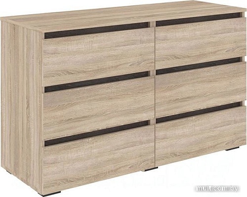 Комод Кортекс-мебель Бари 120 6ш (дуб сонома/дуб сонома/береза)