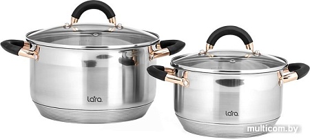 Набор кастрюль Lara Black and Rose LR02-116