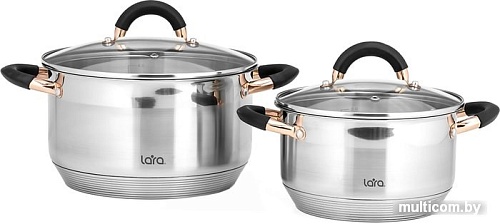 Набор кастрюль Lara Black and Rose LR02-116