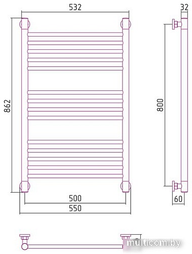Полотенцесушитель Сунержа Богема+ прямая 800х500 022-0220-8050