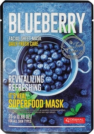 Косметика по уходу за лицом Dermal Маска для лица It's Real Superfood Mask Голубика 25 г