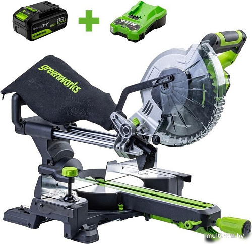 Торцовочная пила Greenworks GD24MS216 1501707UG (с 1-им АКБ)