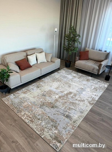 Ковер для жилой комнаты Radjab Carpet Бьянка прямоугольник D056A 7583RK-b 1.6x2.3 (cream shirink/vizon fdy)