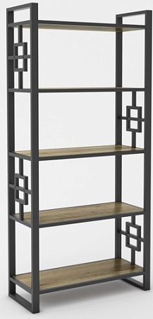 Стеллаж Hype Mebel Квадро 80x170 (черный/дуб галифакс олово)