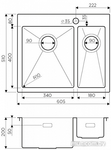 Кухонная мойка Omoikiri Akisame 60-2 IN-L