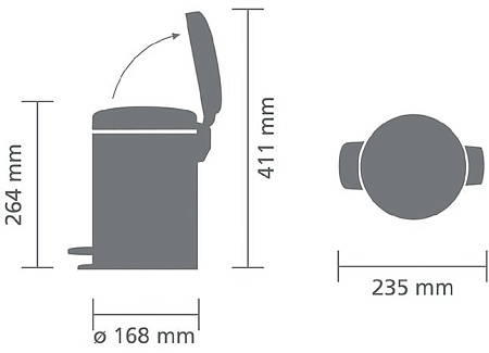 Brabantia Pedal Bin NewIcon 3 л (черный матовый)