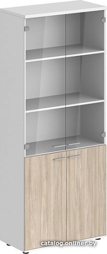 Шкаф-витрина Norden Высокий SG.801.WH.OL.GL (белый/дуб светлый)