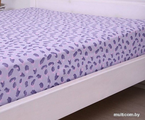 Постельное белье Luxsonia Трикотаж на резинке 120x200 3366 (перышки серый)