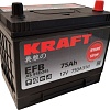 Автомобильный аккумулятор KRAFT EFB Asia 75 JR+ с бортом