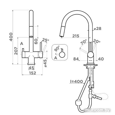 Смеситель Omoikiri Akita-S LG (светлое золото)