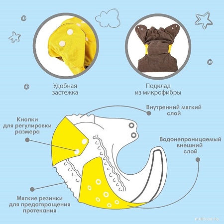 Многоразовый подгузник Крошка Я 9524648 (желтый)