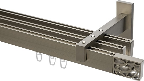 Карниз для штор Sundays Home Флэт Лайн Грид тройной (составной, сатин, 4 м)