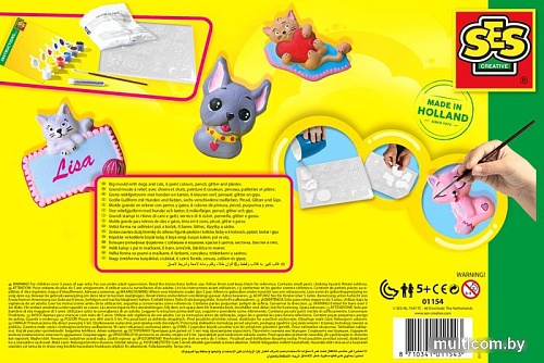 Набор для создания поделок/игрушек SES Creative Из гипса Кошки и собаки 01154