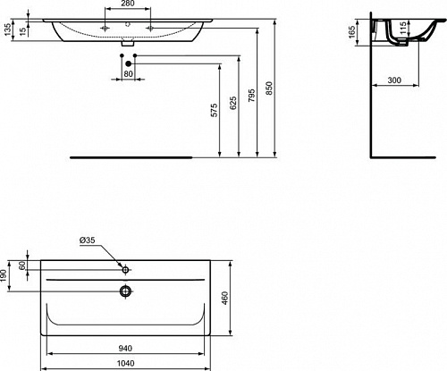 Умывальник Ideal Standard Tesi Vanity E027401