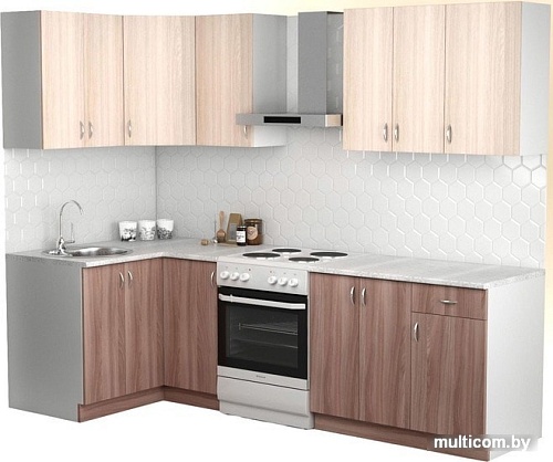 Готовая кухня S-Company Клео лайт 1.2x2.0 левая (ясень шимо темный/ясень шимо светлый)