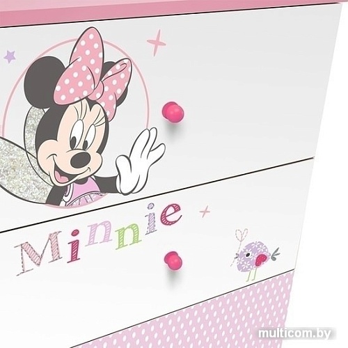 Детский комод Polini Kids Disney baby 5090 Минни Маус-Фея (белый/розовый)